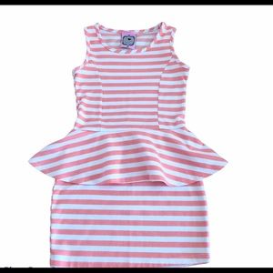 Girls Sz 7 Orange White Striped Sleeveless Peplum